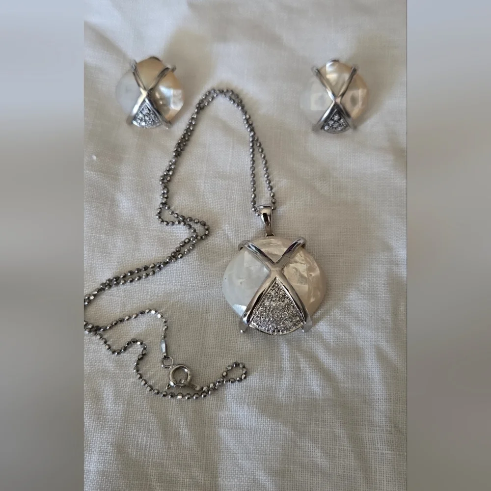 Earrings Neclace Set Mother Pearl 925 Sterling